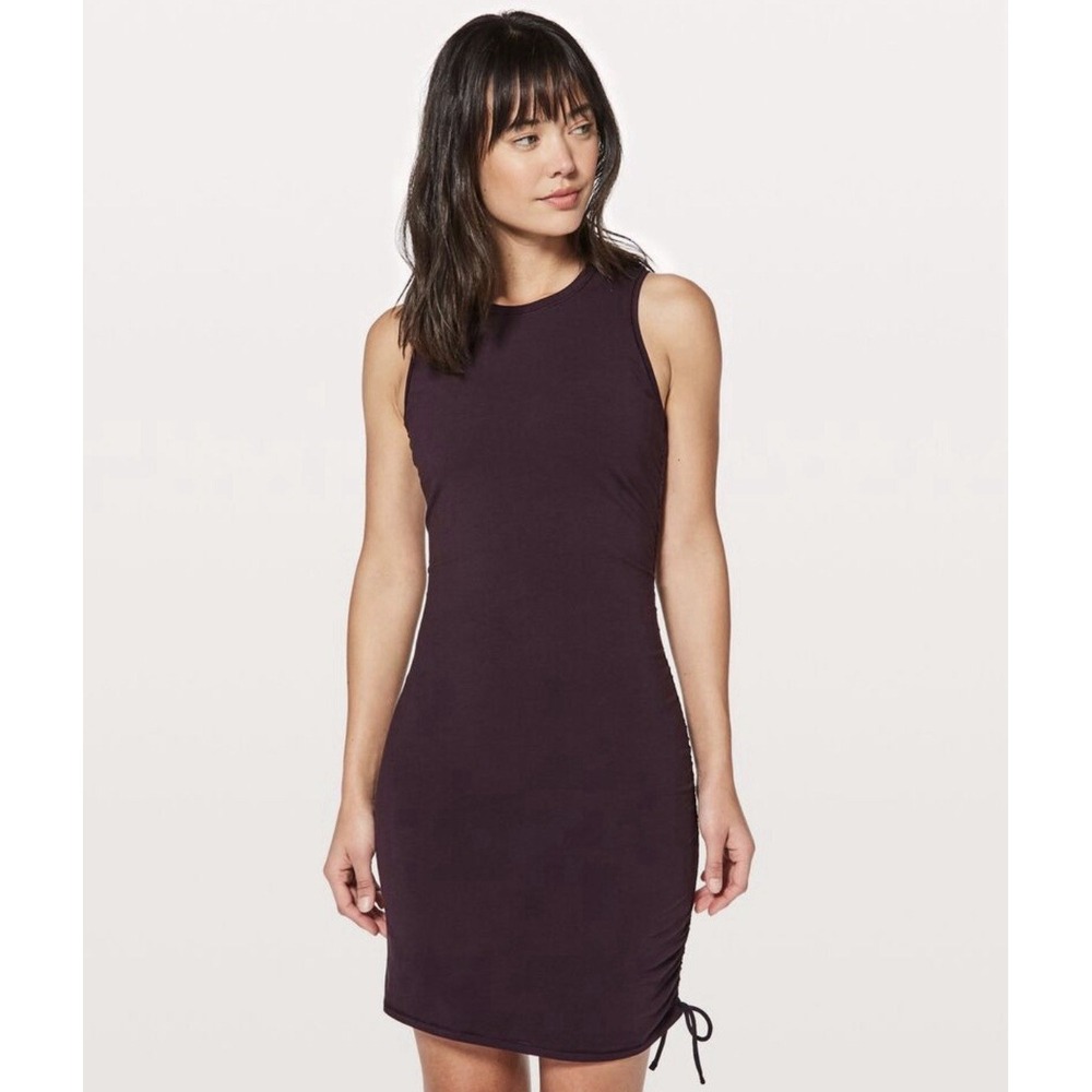 Lululemon On The Move Cinch It Tank Dress Purple Drawstring Side & Bag  Sz 12